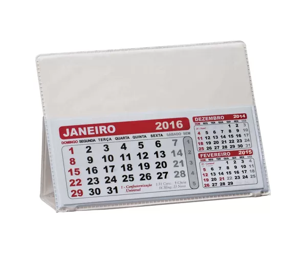 Calendário de mesa branco Pequeno